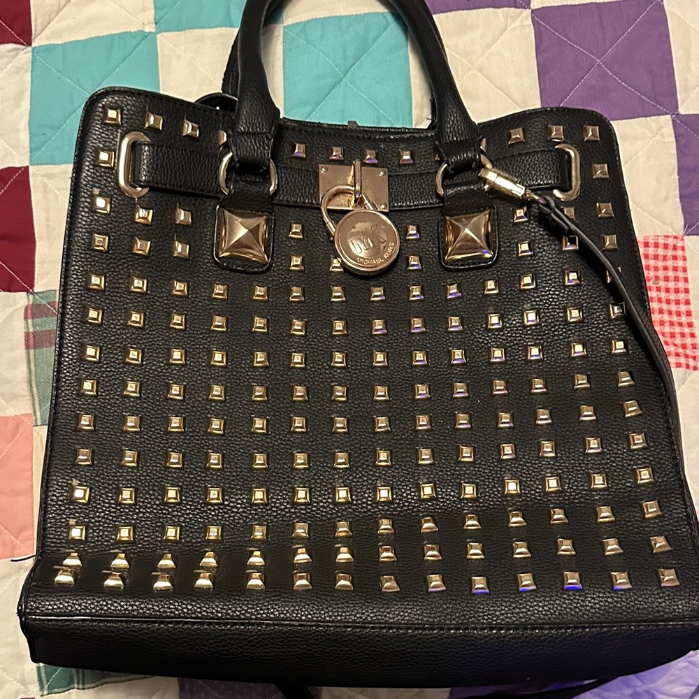 Michael Kors Black Tote with Gold Accents